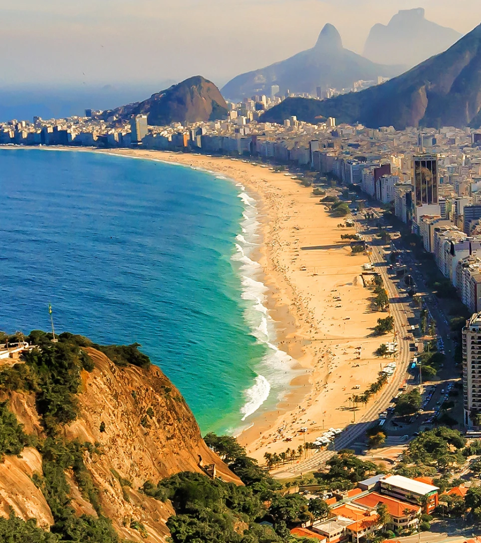Aerial view of Copacabana beach arc, Rio de Janeiro