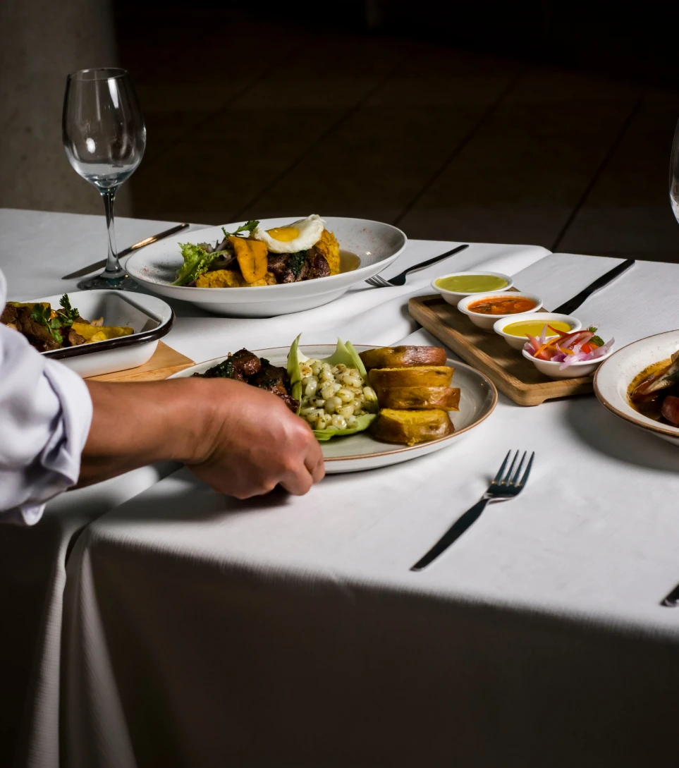 Fine-dining table with elegant Peruvian plating