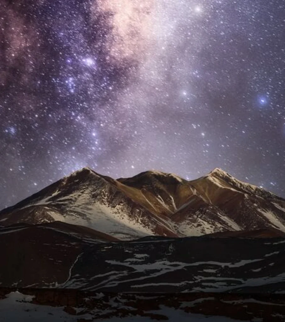 Milky Way over an Atacama desert volcano at night, Chile