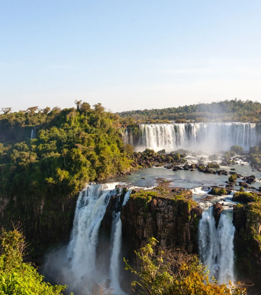 Iguazu Falls cascading through tropical forest, Brazil