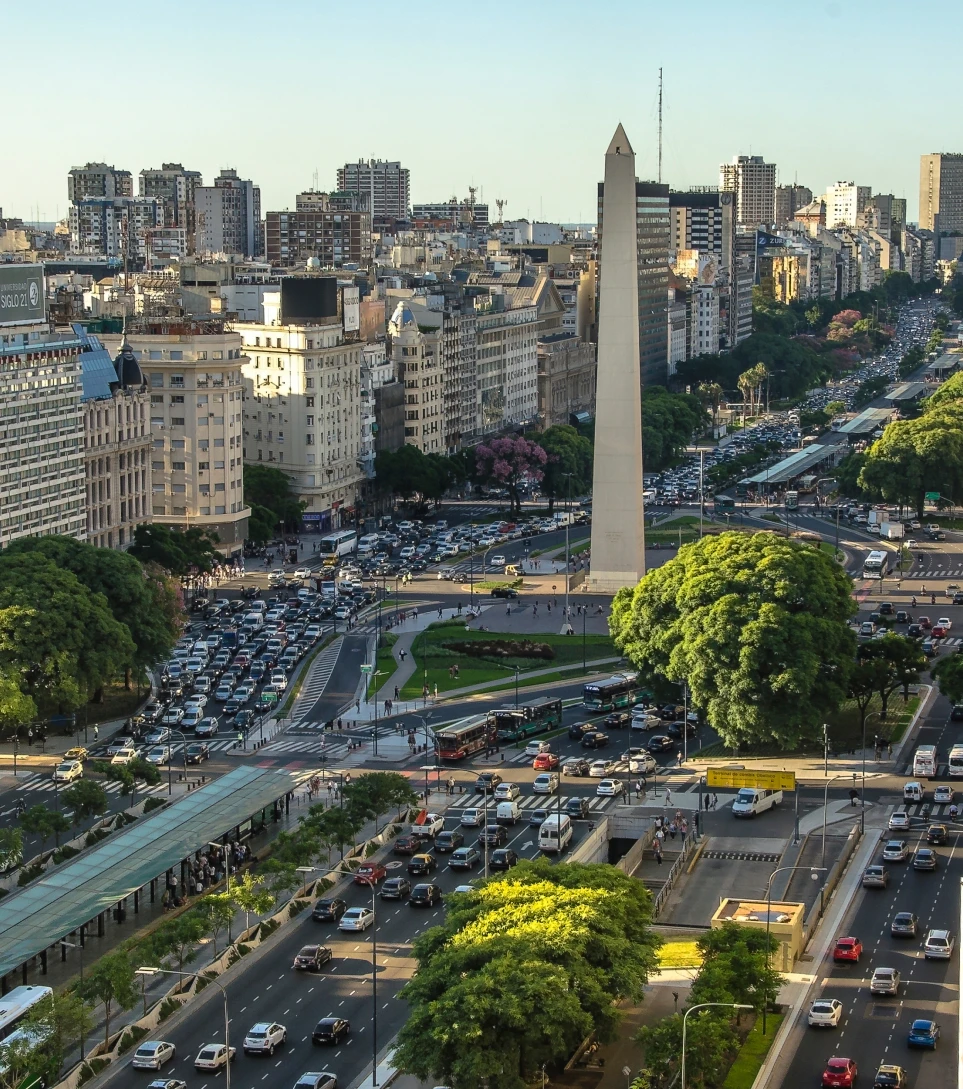 Aerial view of Avenida 9 de Julio and the Obelisco, Buenos Aires