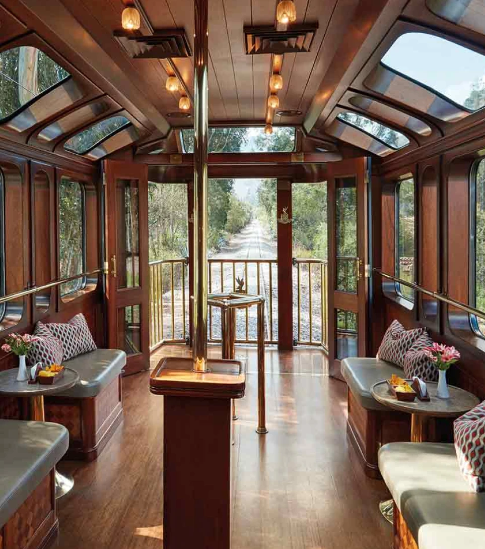 Belmond Hiram Bingham train observation lounge interior