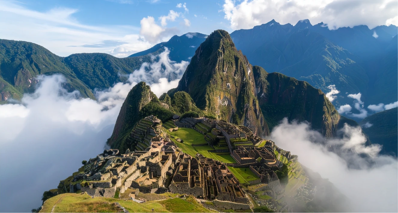 Classic panoramic view of Machu Picchu